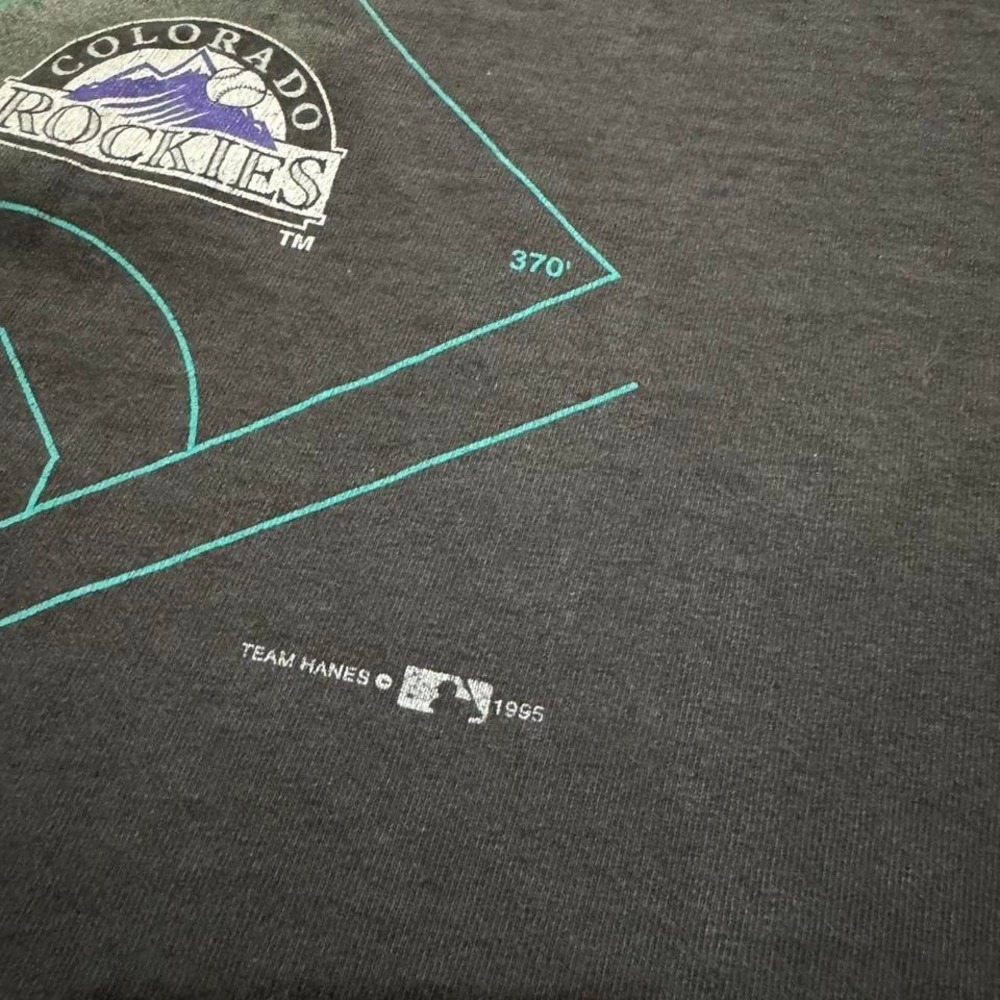 Vintage Colorado Rockies 90s MLB Baseball Black Single Stitch Shirt Size XL - Picture 4 of 8